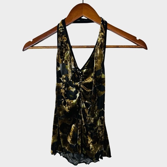 Y2K Whimsigoth Fairy Burnout Velvet Halter Top Size Medium - Picture 12 of 12